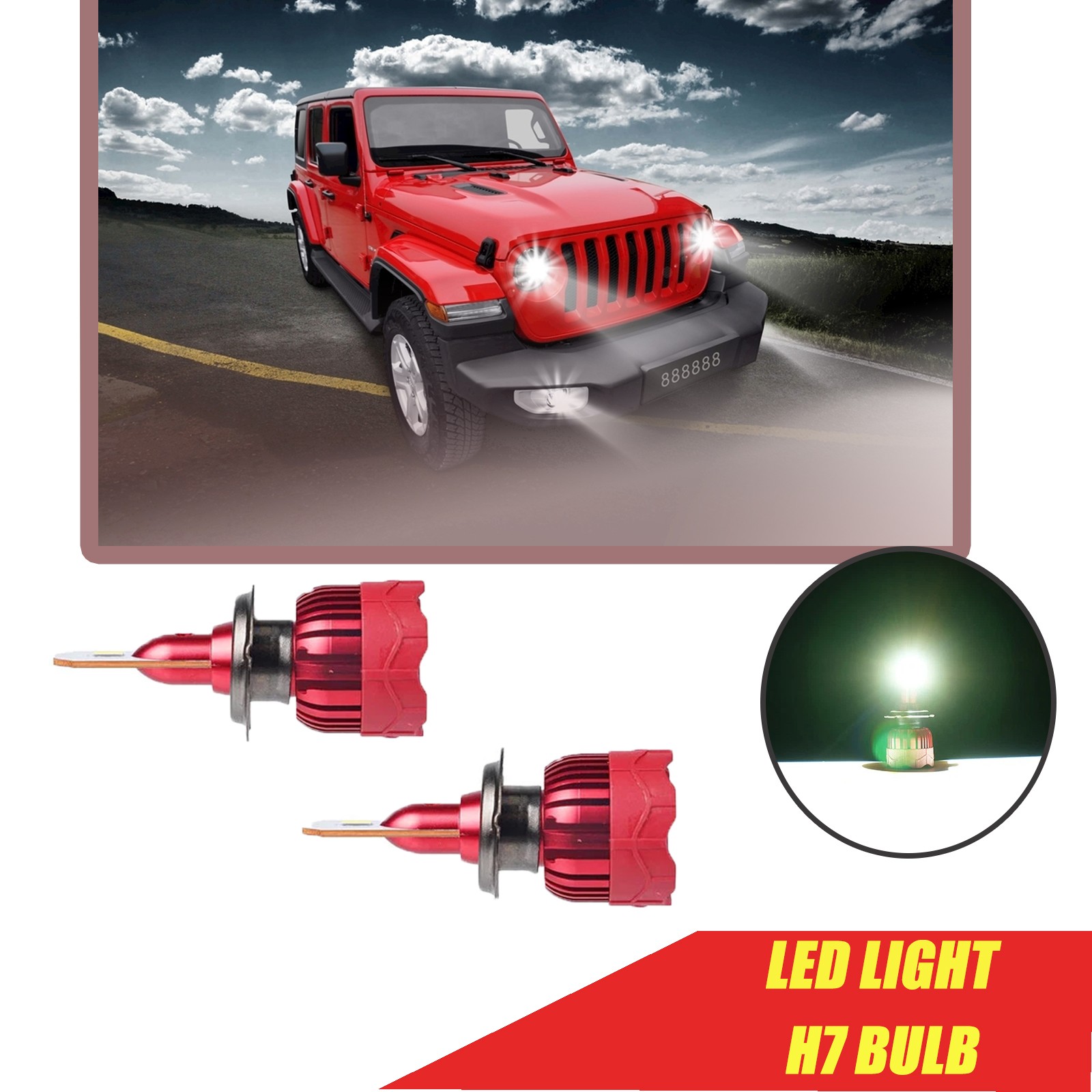 2X H7 LED Headlight Conversion Kit 16000LM 6000K White pair Super High/Low Beam