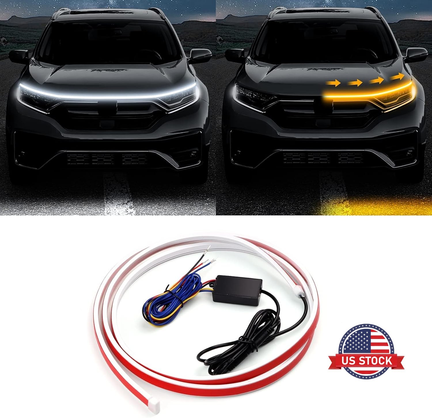For 2M Flexible White Yellow Dual Tone Running Light