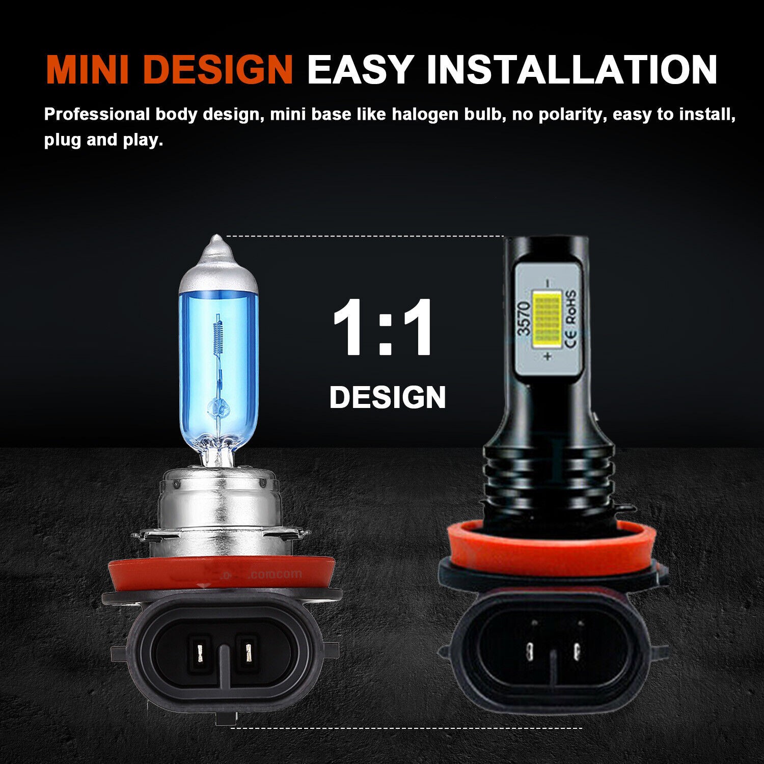 H11 H9 LED Headlight Super Bright Bulbs Kit 10000K White 330000LM High/Low Beam