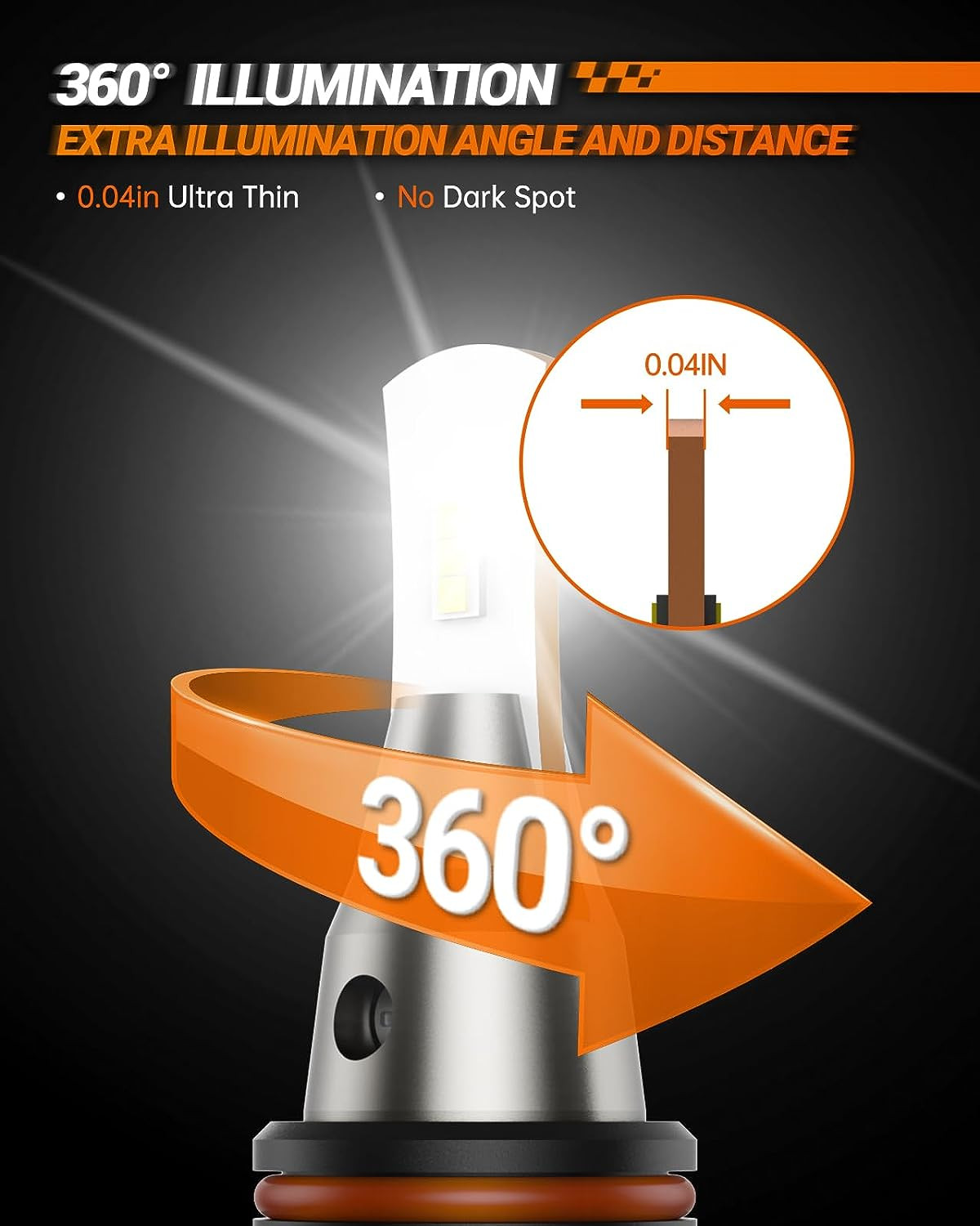 Sealight 9005/HB3 & H11/H8/H9 LED Light Bulbs (4-Pack) 48000LM 6000K White IP68
