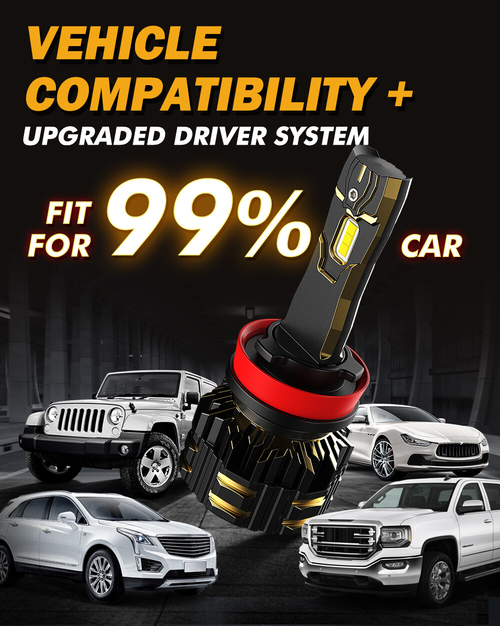 AUXBEAM GX H11 H9 H8 LED Headlight Bulbs High/Low Beam 120W 25000LM 6500K White
