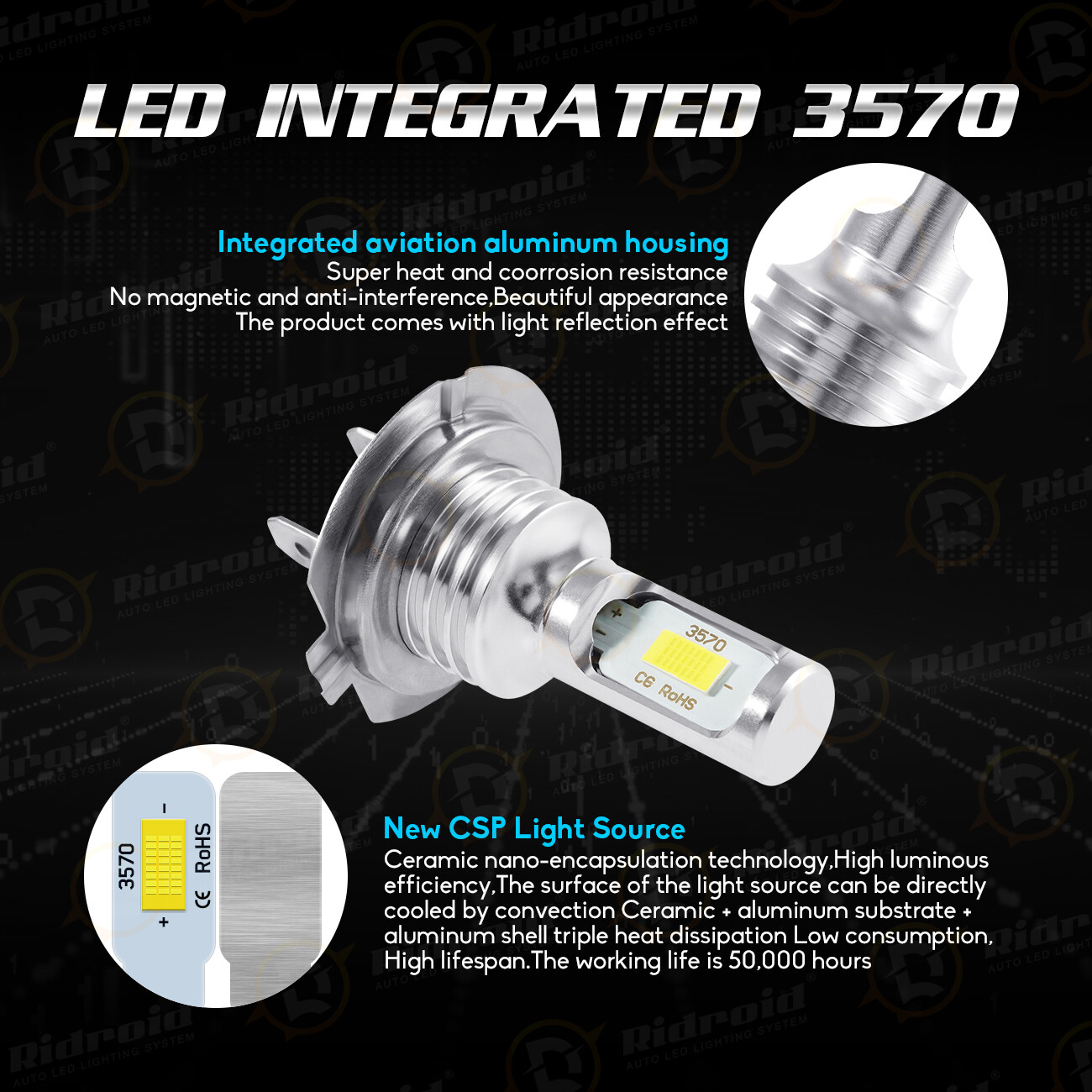 200W 8000LM H7 LED Headlight Kit Bulbs High-Low Beam Bulb 6500K Lamp White