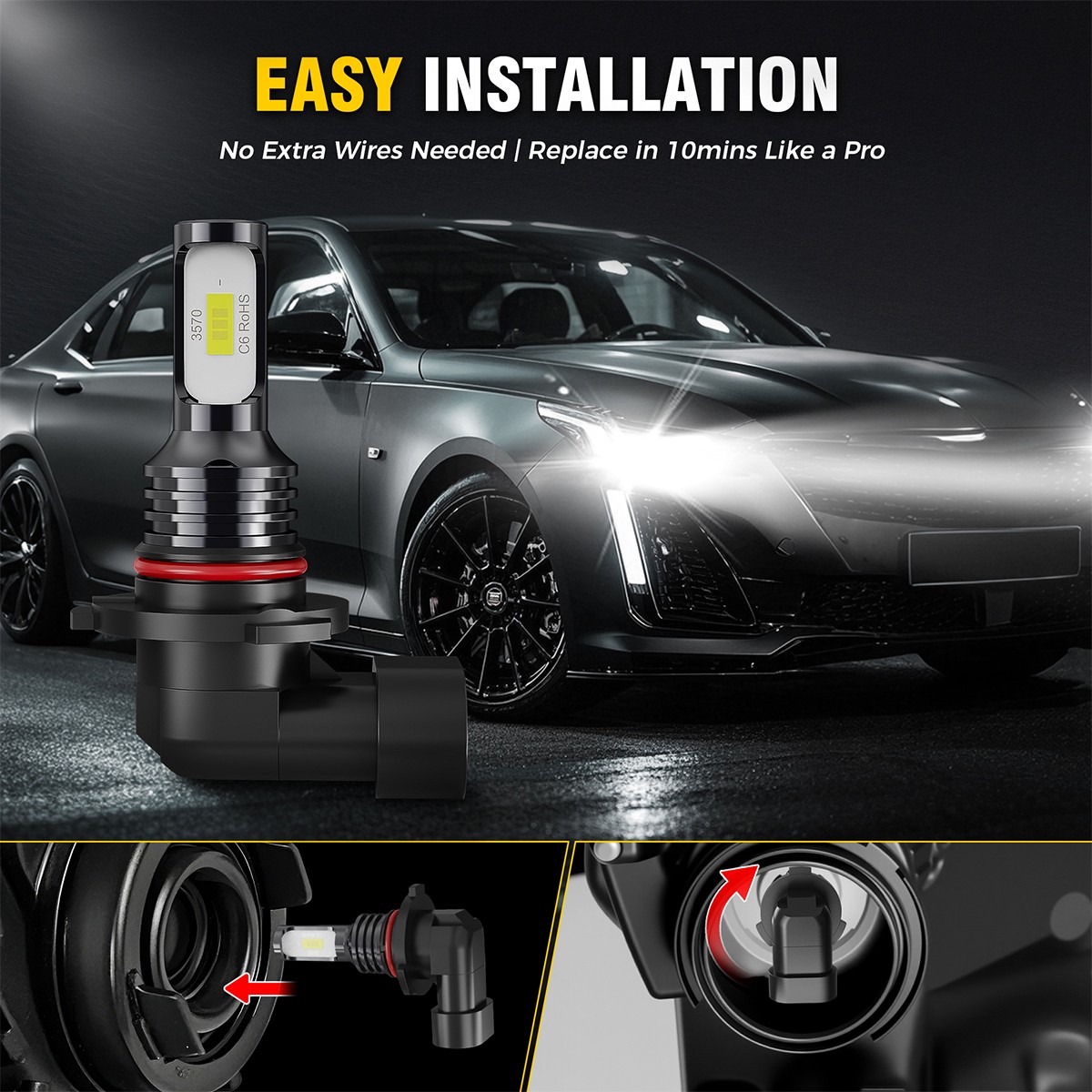 For Chevrolet Silverado 1500 HD Classic 2007 LED Headlight Hi&Lo Fog Beam Bulbs