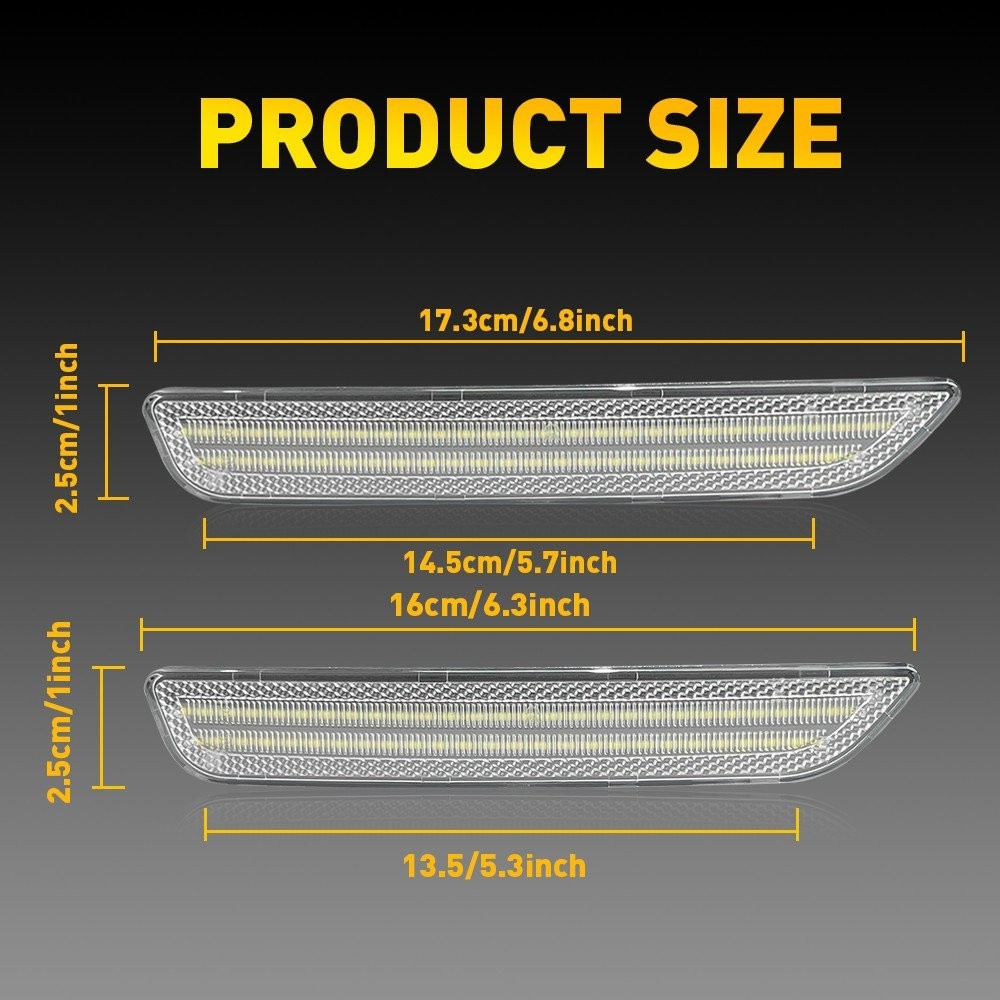 For 2010-14 Ford Mustang LED White Side Marker Light Clear Lens Front Rear 4pcs
