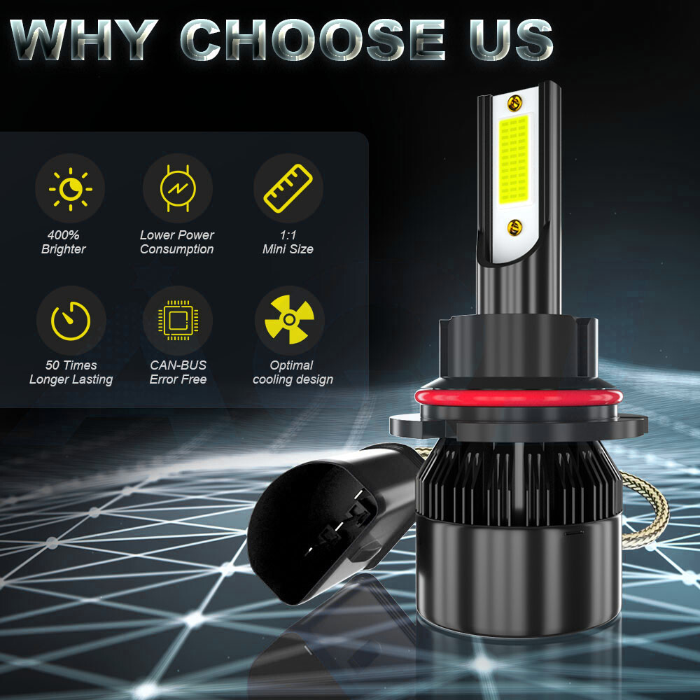 Clear White aqj 9007 HB5 LED Headlight Bulbs Lamps High Low Beam Super Bright 2x