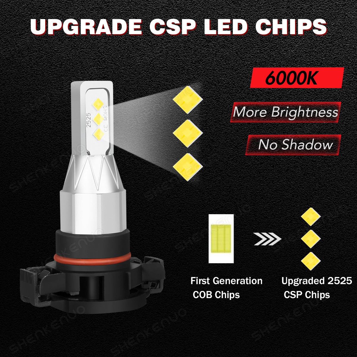 9012/HIR2 H16/5202 LED Headlight Fog Light Kit Bulbs White 6000K Plug&Play 4Pack
