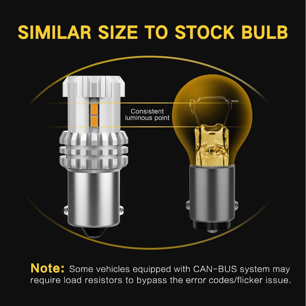 Amber/Yellow 1156A BA15S High Power LED Turn Signal Light Bulb SideMarker 2/4x