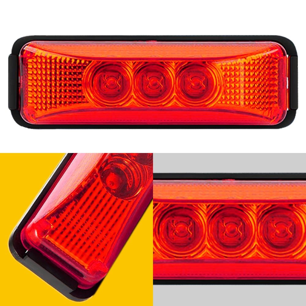 4x 3LED Side Marker Amber Lights Clearance Light Truck Trailer RV 12V Waterproof