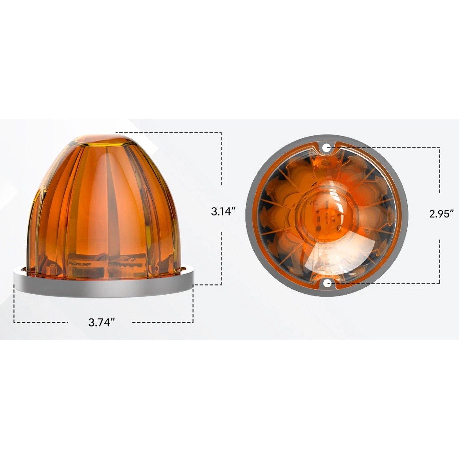 2x Amber LED Watermelon Lights Side Marker Truck Trailer Turn Signal Strobe Lamp