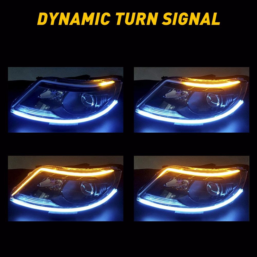 Car Sequential LED Steering Strip Light Bar Signal Turn White Amber Switchback A