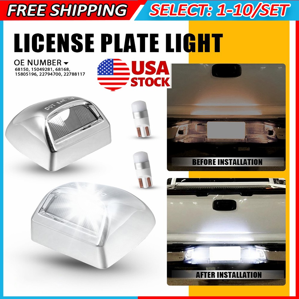 2-20x Fit Cadillac Escalade Chevy Suburban Rear License Plate Light Cover W/Bulb