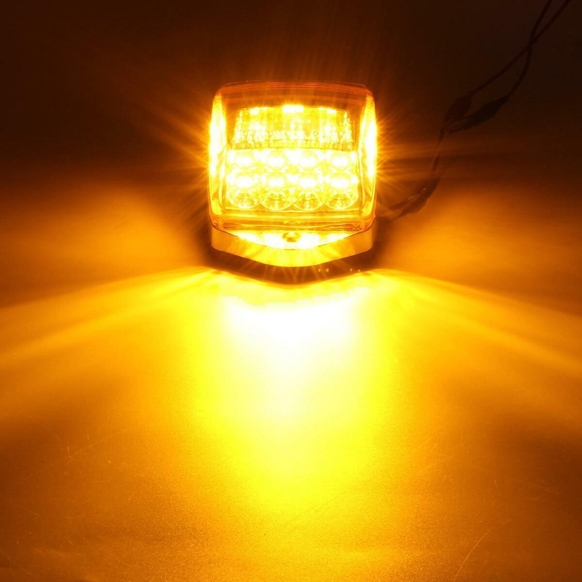 5 Cab Marker Lights Roof 31 LED Amber Chrome For Peterbilt Kenworth Freightliner