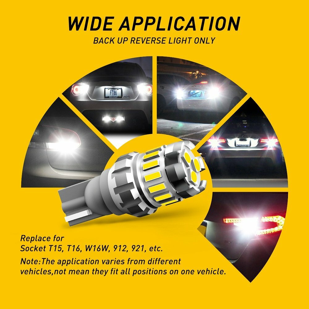 AUXITO 921 912 LED Reverse Backup Light Bulb 2400LM 6000K Super Bright T15 EOH
