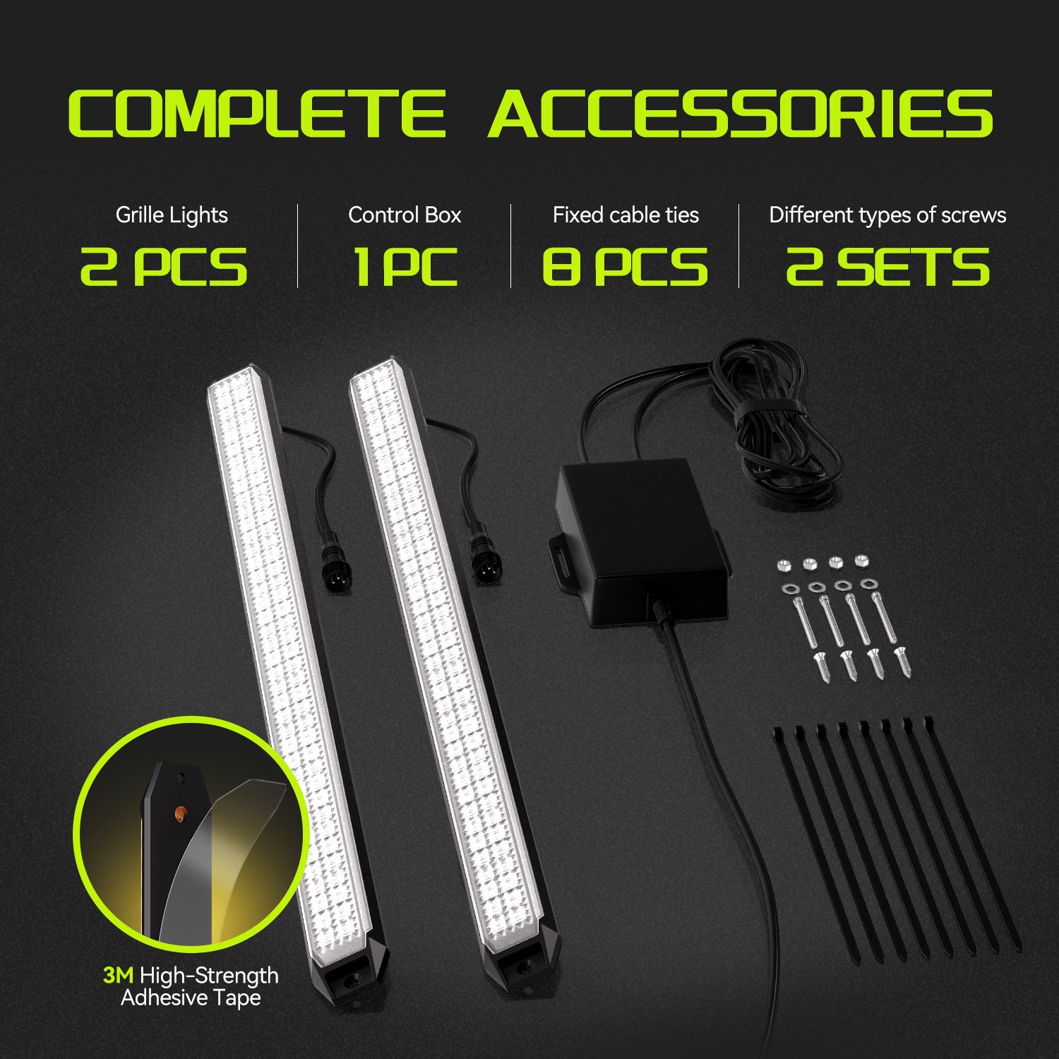 6“ 9“ 11“ 14“ White Yellow LED Car Front Grille Lights Running/Turn Signal