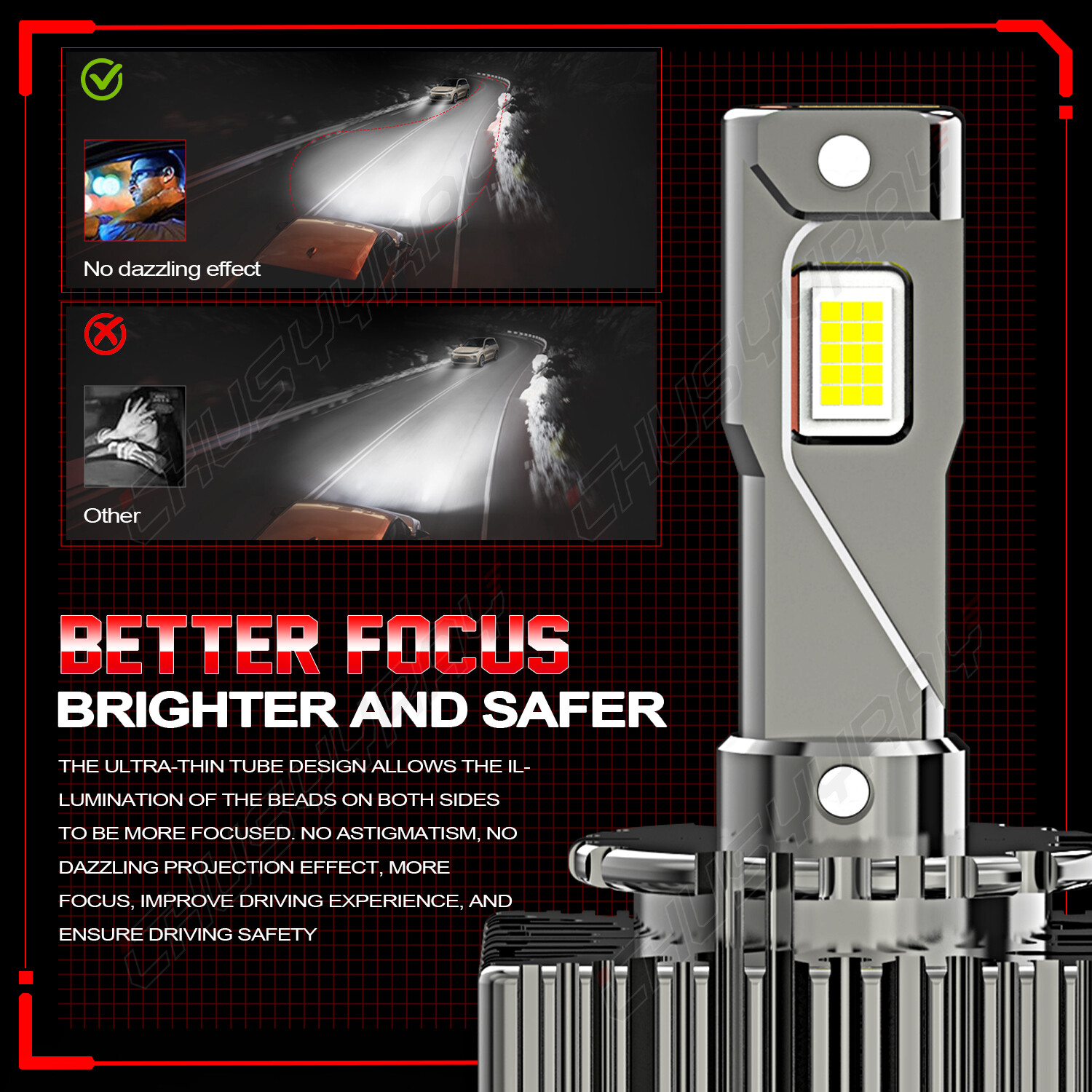 Pair D2S D2R D2C LED Headlight Bulbs High Low Beam Conversion Kit HID White