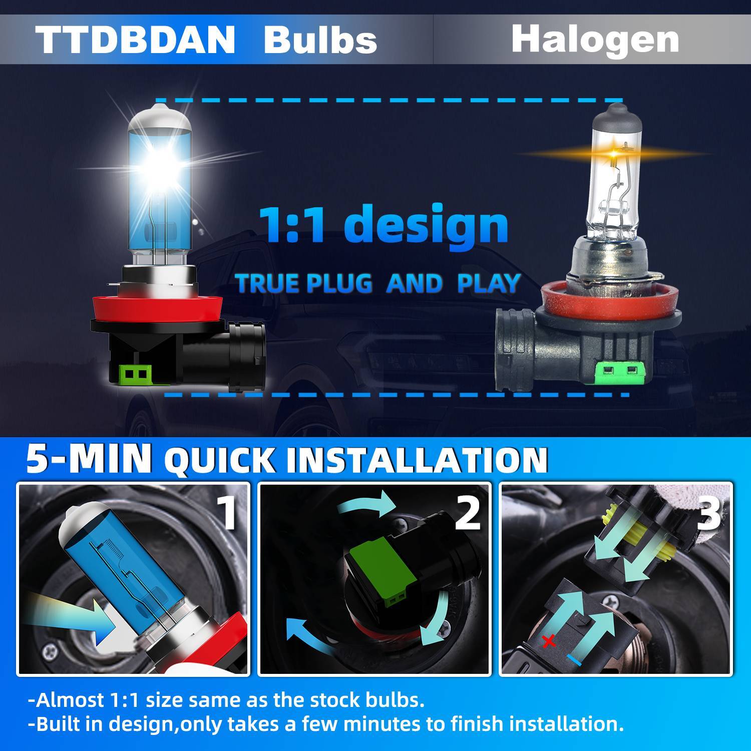 6PCS 9005+H11+9145 High Low Fog Beam Halogen Headlight Bulbs Combo Warm White
