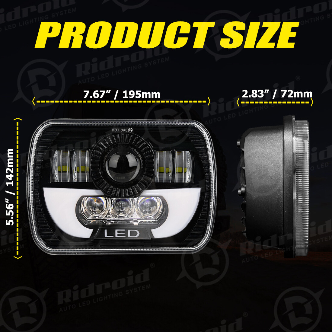 5X7/7X6“ LED Projector Headlight Hi/Lo Beam For Jeep Wrangler Cherokee XJ YJ US