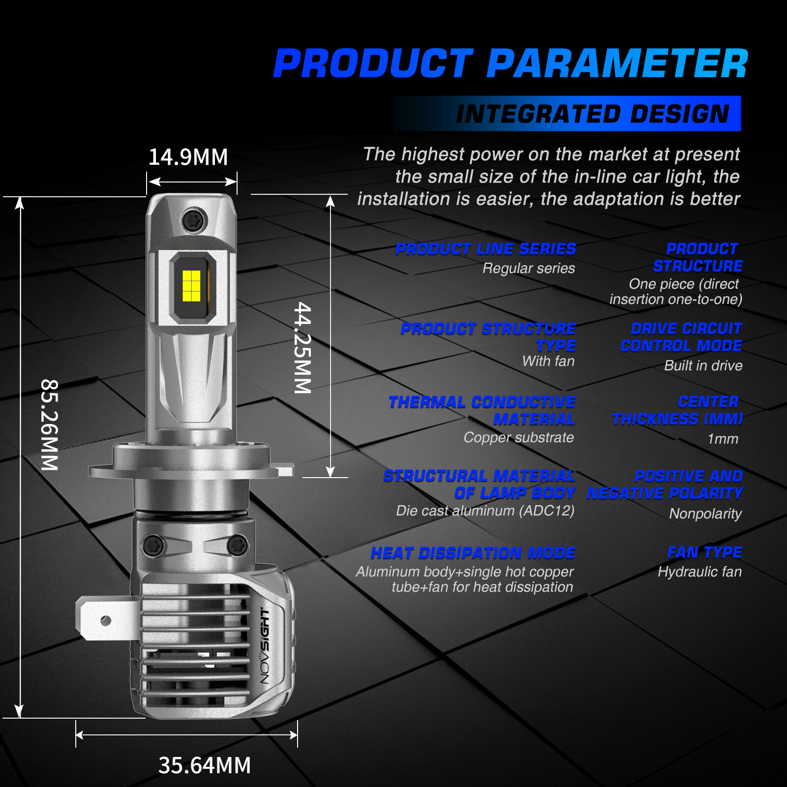 NOVSIGHT H7 LED Headlight Bulbs High Low Beam Super Bright Lamp 6500K White 2pcs