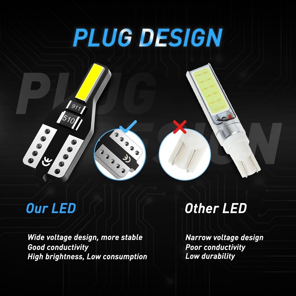 Error Free Canbus T10 W5W 168 194 SMD LED Xenon White License Plate Light Bulbs