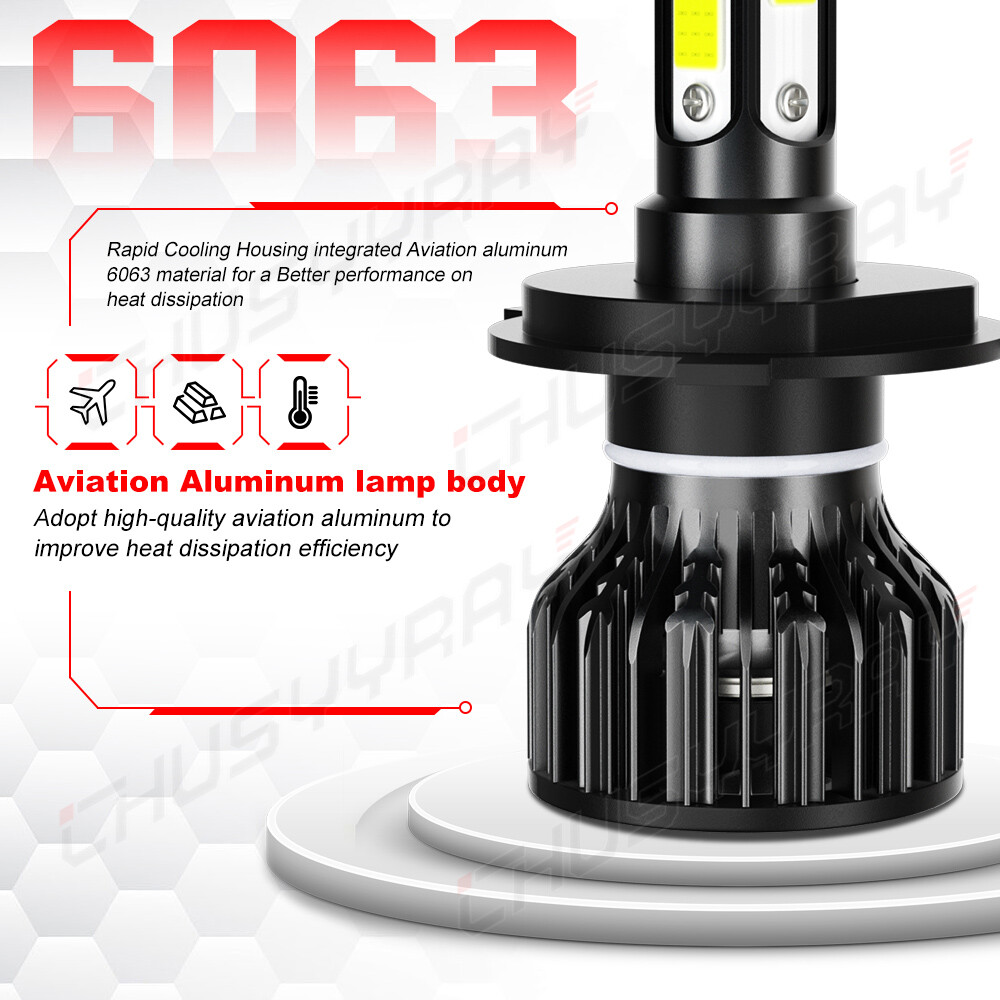 For Jeep Wrangler JK LJ TJ CJ DOT Pair 9003/H4 LED Headlight Hi/Lo Beam Bulb DRL
