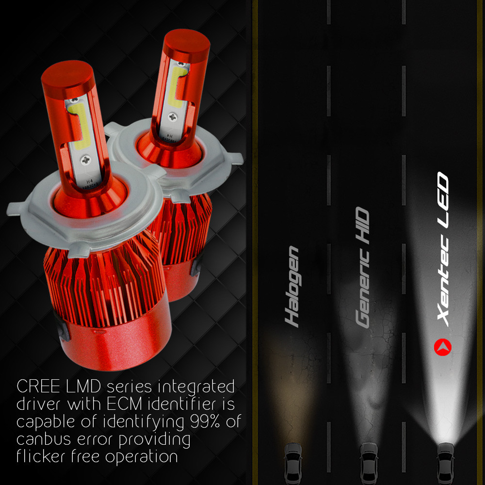 Cree H4 300W LED Headlights Kit Bulbs 6000K/3000K HI-LO Beam + fog light pk HID