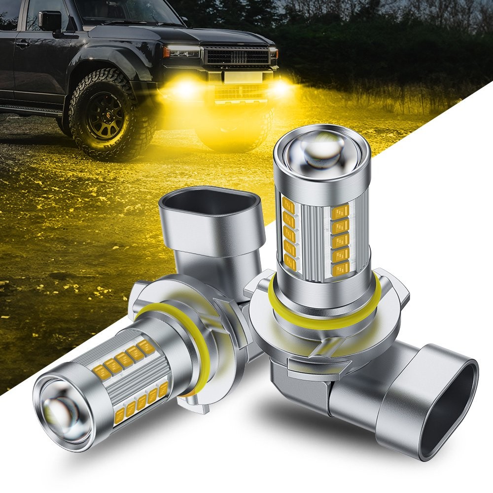 Auxito 2* 9006 HB4 LED Driving Fog Light Bulbs Set HD 3000K YELLOW True 1:1 Size