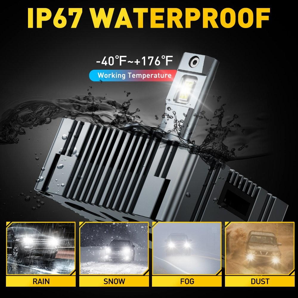 D5S LED Headlight Bulb 6000K 30000LM High/Low Beam Super Bright White 4PCS Y19
