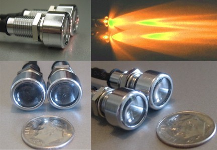 SMALL CHROME CAFE RACER – RAT ROD CRYSTAL LED TURN SIGNAL LIGHTS – Amber