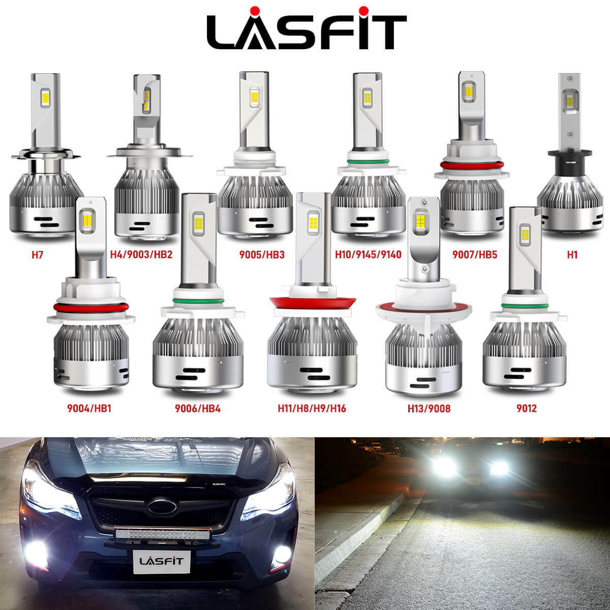 LASFIT LA Plus Series LED Headlight Bulbs Perfect Beam Pattern Replace Halogen