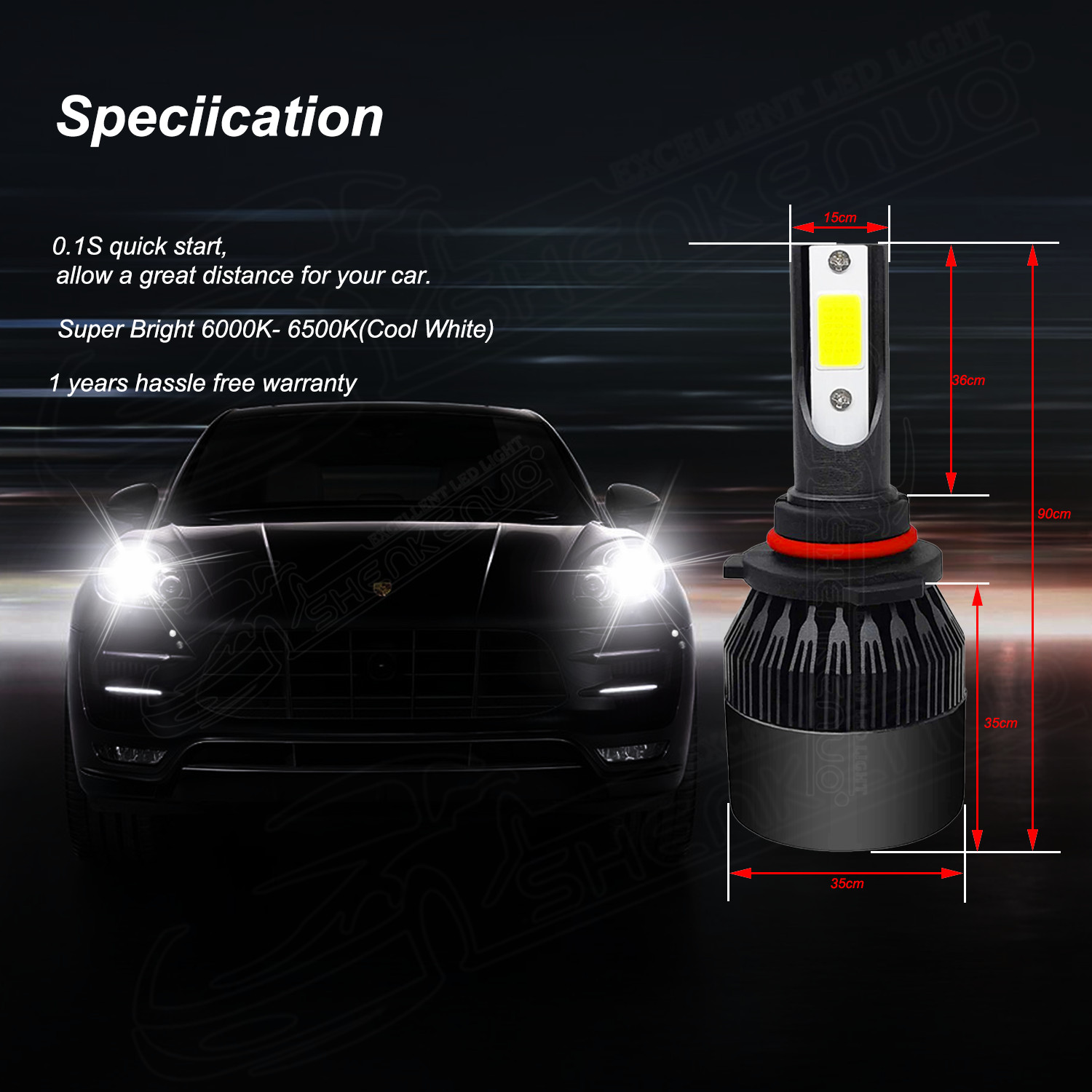 4x Combo 9005 9006 LED Headlight Bulb 360 Degree Adjustable Highlight Series