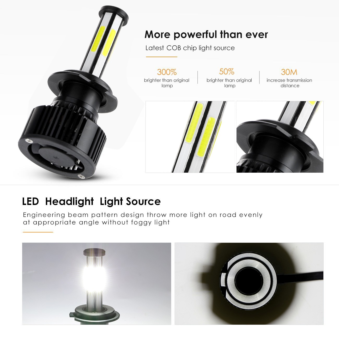 H7 H11 6-sides LED Headlight Conversion Kit Bulb High Low Beam Super White 6000K