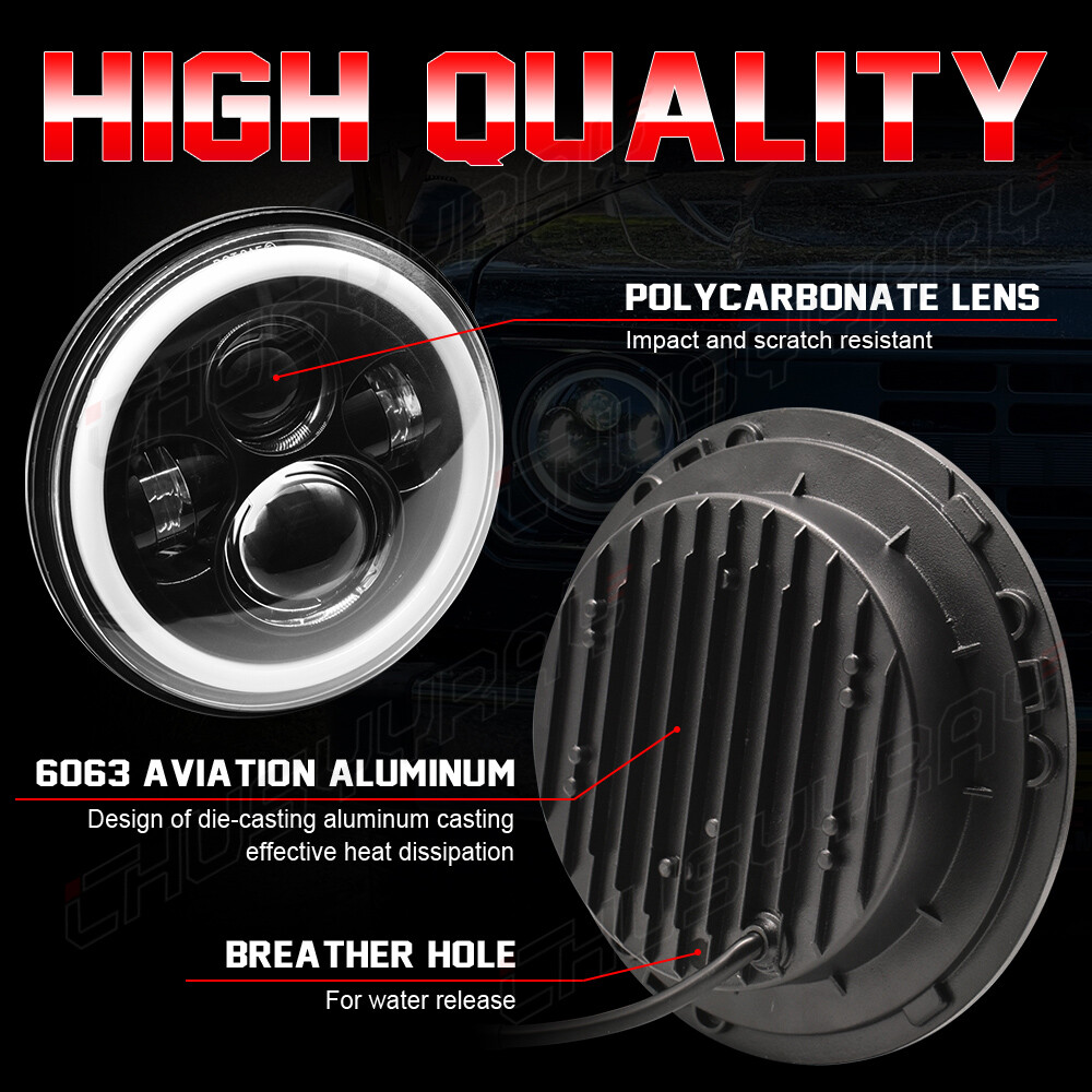For Hummer H2 H3T 05-10 7″ INCH Halo LED Headlight DRL&4″ Fog Lights Combo Kit