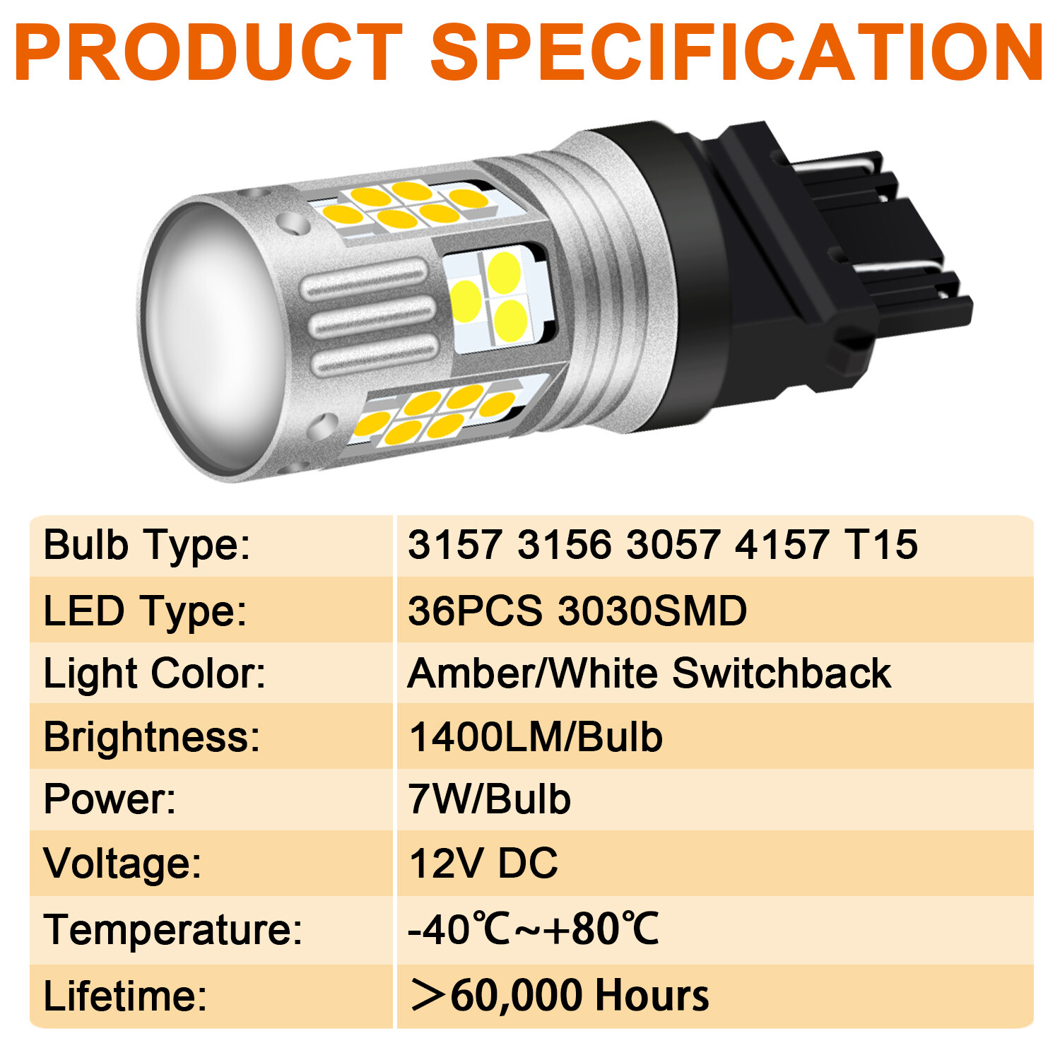2X Switchback 16-SMD LED Turn Signal Lights Bulbs for Subaru Impreza 2009-2011