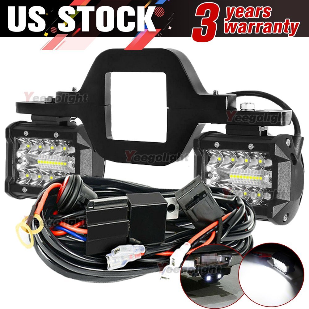 Tow Hitch Mounting Bracket+3-row LED Tow Lights Pods Backup Reverse 4“For Truck