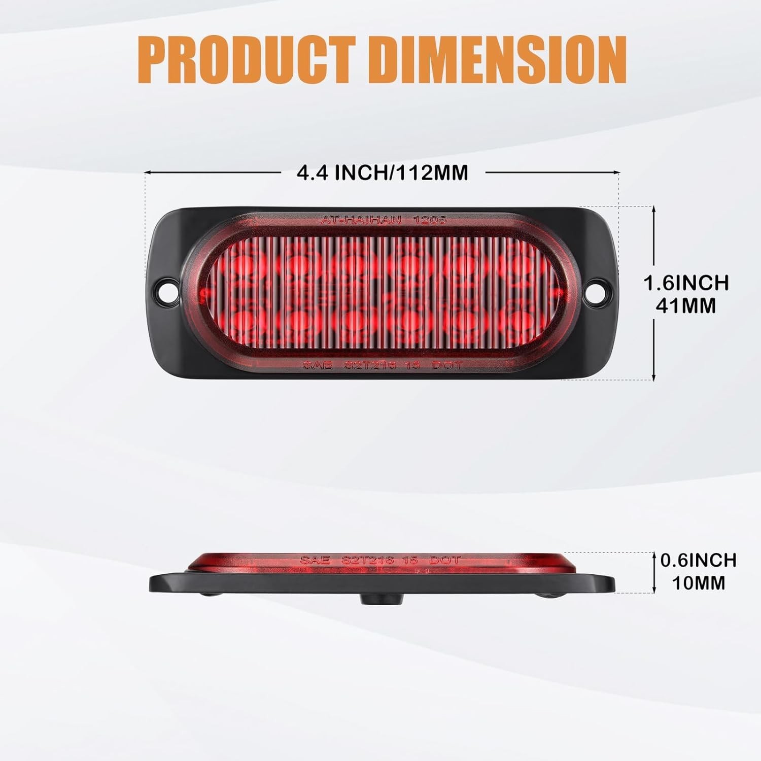 Aluminum Housing Red LED Trailer Lights Pack of 2 Waterproof Surface Mount DOT
