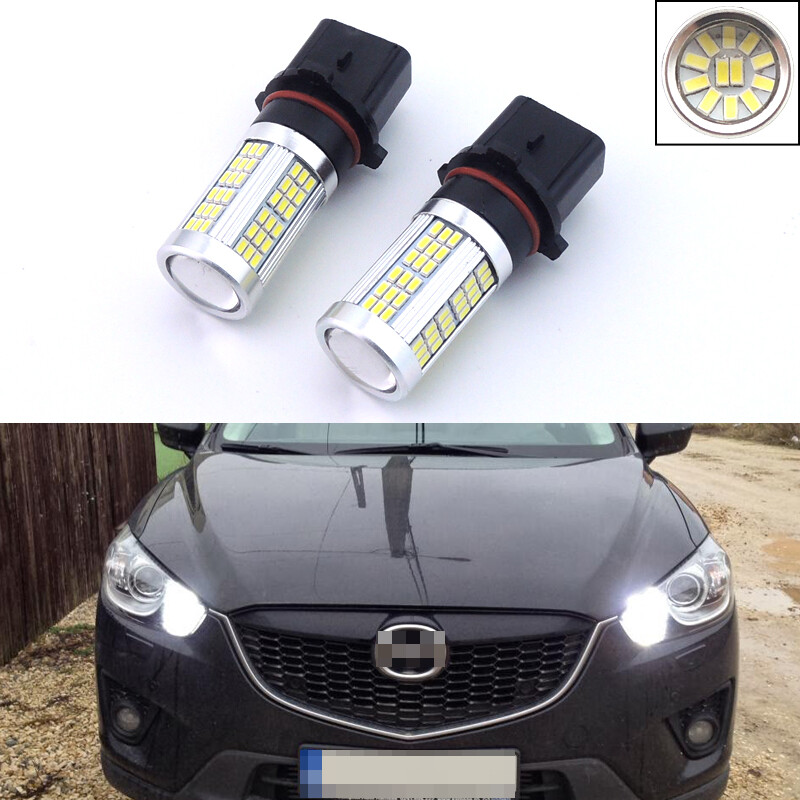 2 Xenon White 102-SMD P13W 12277 LED Bulbs for Mazda CX-5 Daytime Running Lights