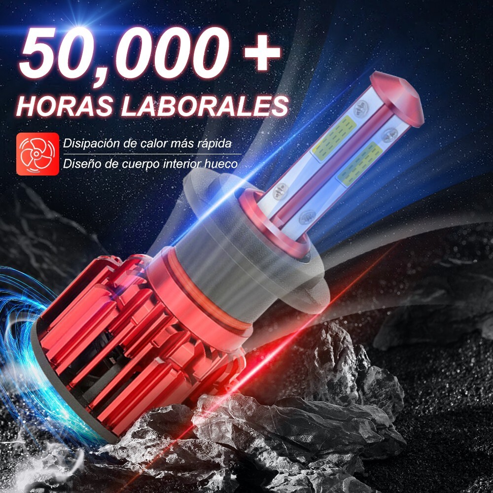 4 Sides H7 LED Headlight Bulb Kit High Low Beam 6500K White Super Bright 20000LM