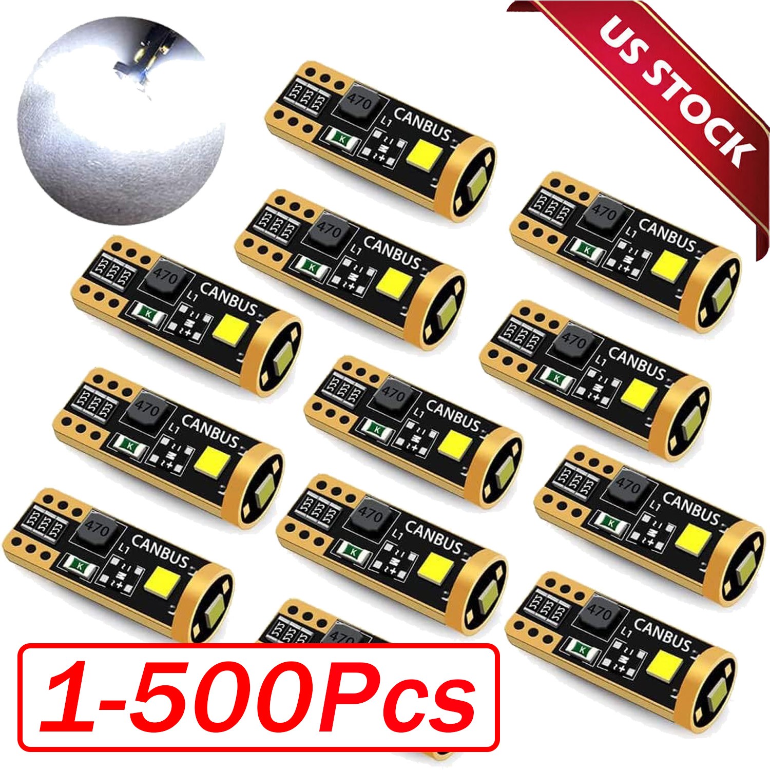 T10 LED License Plate Light Bulbs 6000K Super Bright White 168 2825 194