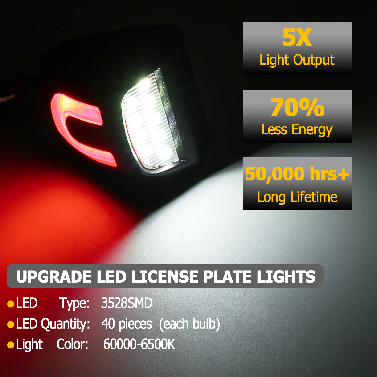 LED License Plate Light for GMC Yukon XL 1500 Sierra 1500 2500 3500 1999-2013.