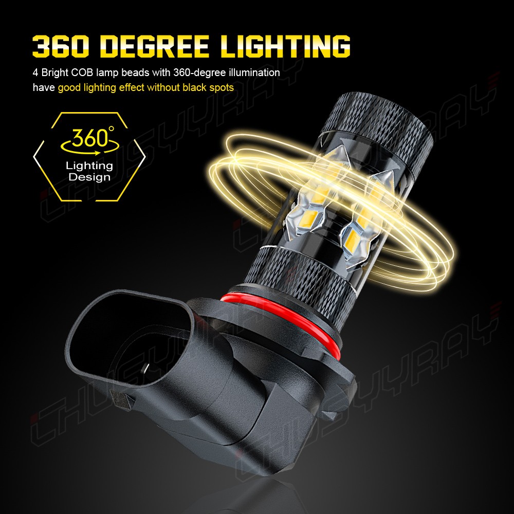9005 9006 H10 9145 3000K Yellow 160W LED Fog Light Headlight Driving Bulbs Kit