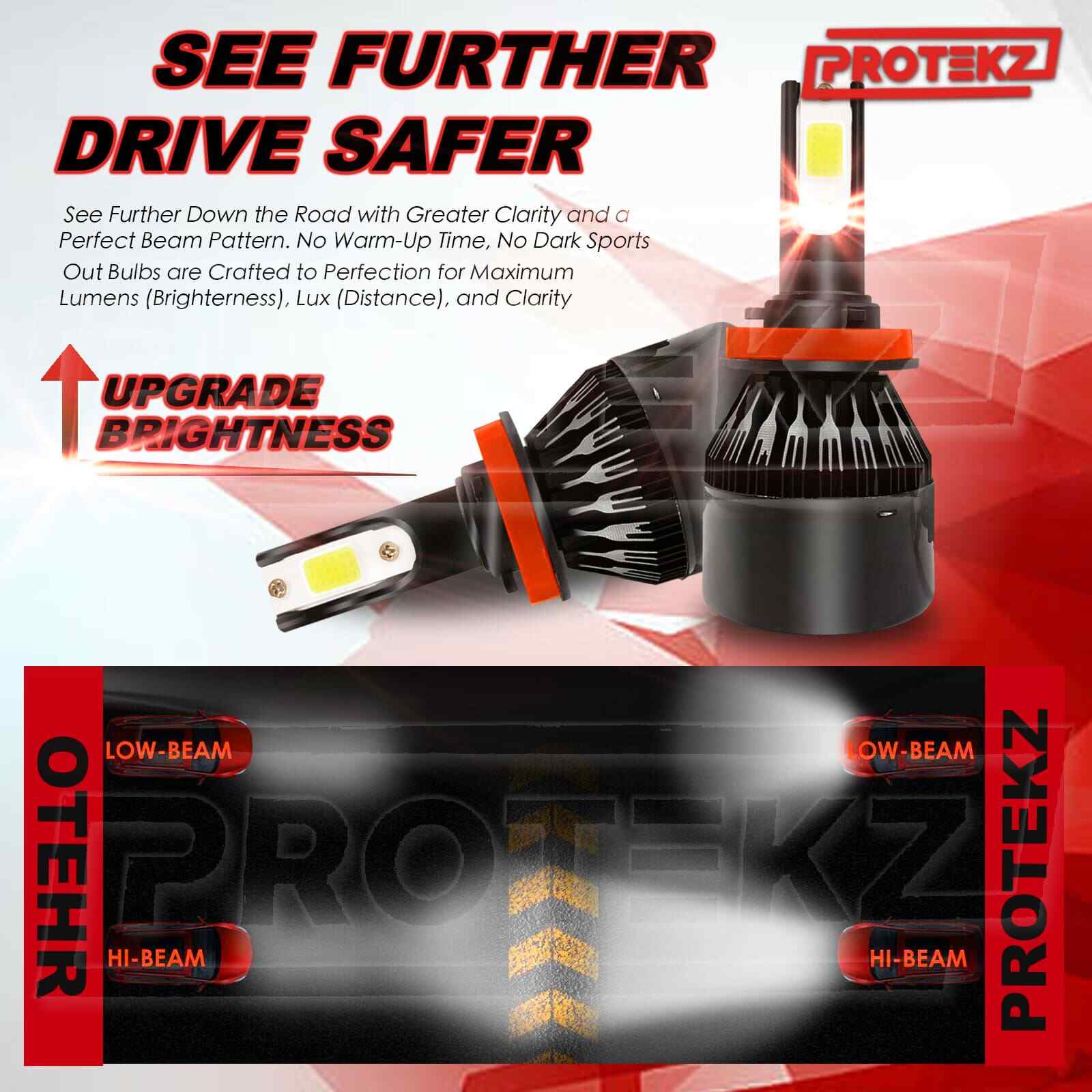 Protekz H13 9008 LED Headlight Bulbs CREE Hi/Lo 5Years Warranty Waterproof 6000K