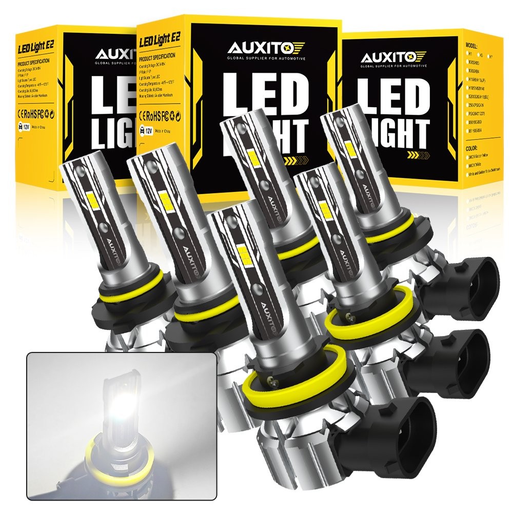 AUXITO Combo 9005+9006+H11 LED Headlight High Low Beam Fog Light White CANBUS X6