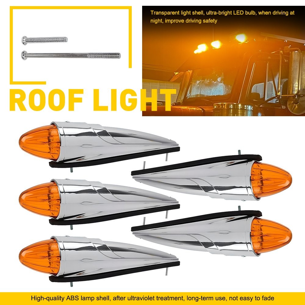 5-50X Amber Torpedo Cab Marker Lights 17-LED Truck SUV Roof Lights Top Clearance