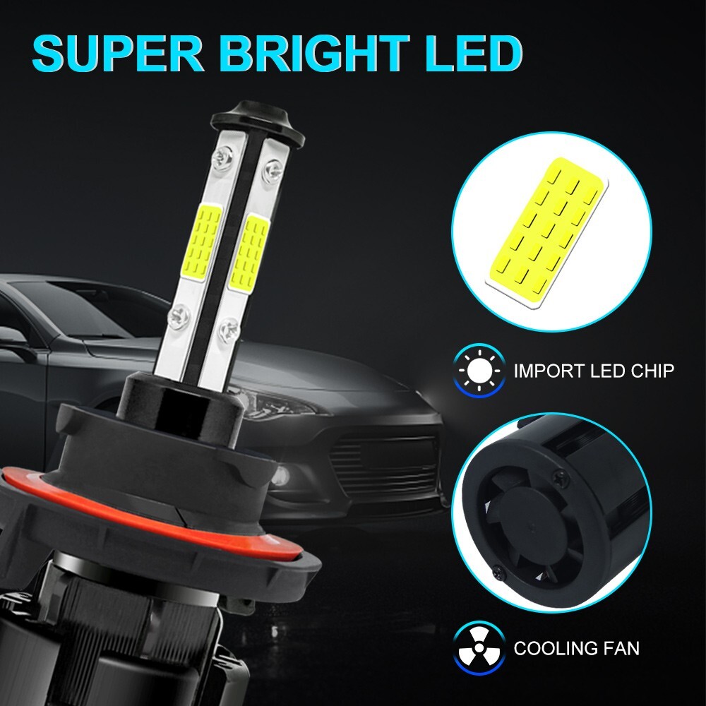 H13 9008 LED Headlight Bulbs Kit High Low Beam 6500K Super Bright White 720000LM