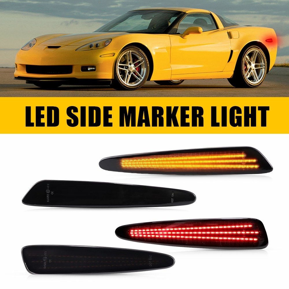 3-Row LED Side Marker Front+Rear Lights For 05-13 Corvette C6 Chevrolet 10316651