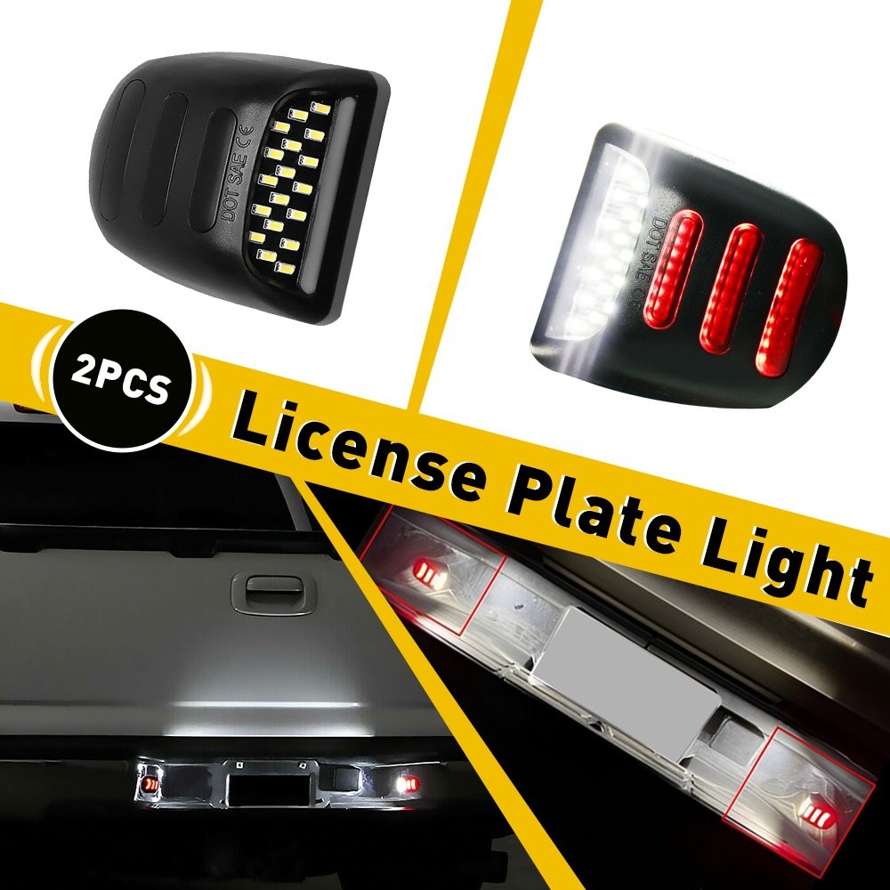 For Chevy GMC Silverado Sierra 1500 2500 LED Plate License Light Red DRL Tube 2x