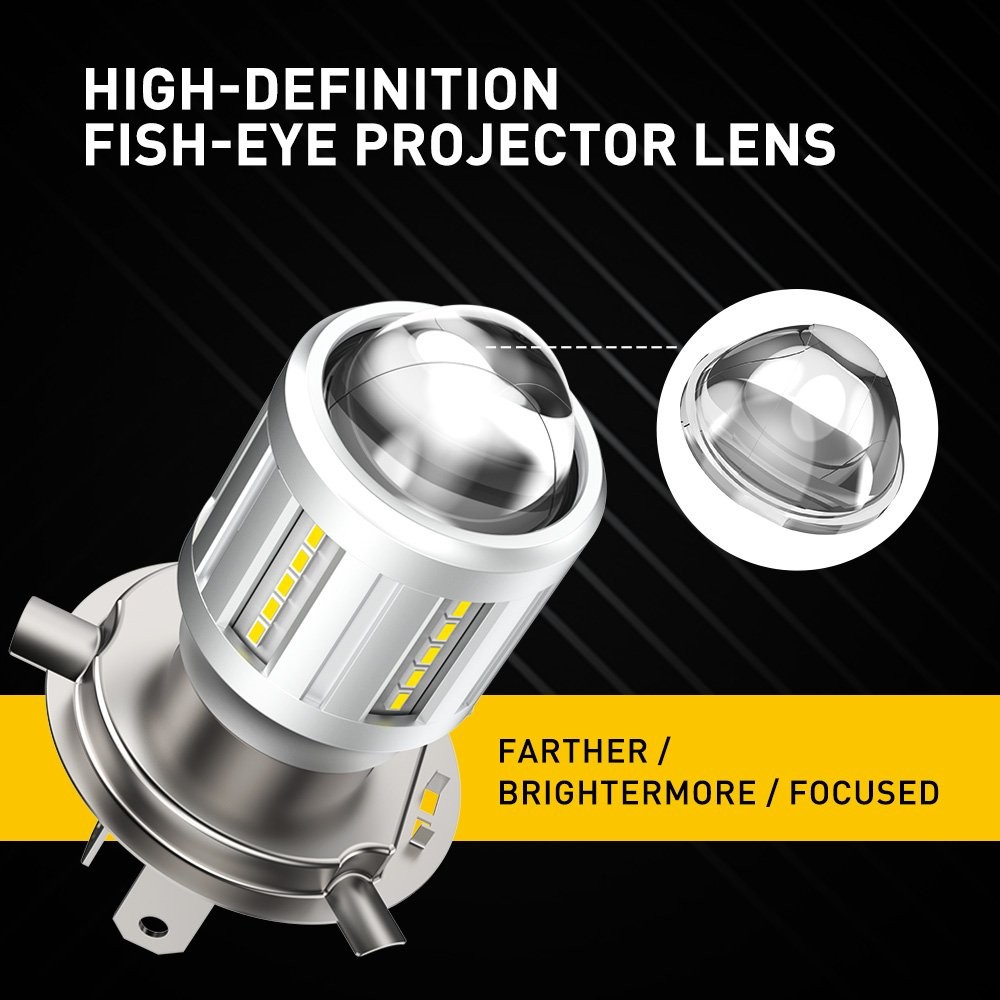 Auxito Motorcycle H4 9003 LED Headlight High Low Beam Bulb White Yellow All-in-1