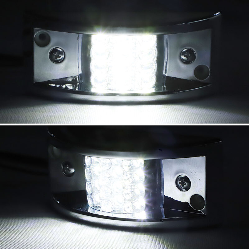 Amber/Red/White 12 LED Sealed Chrome Side Marker Truck Trailer Clearance Lights
