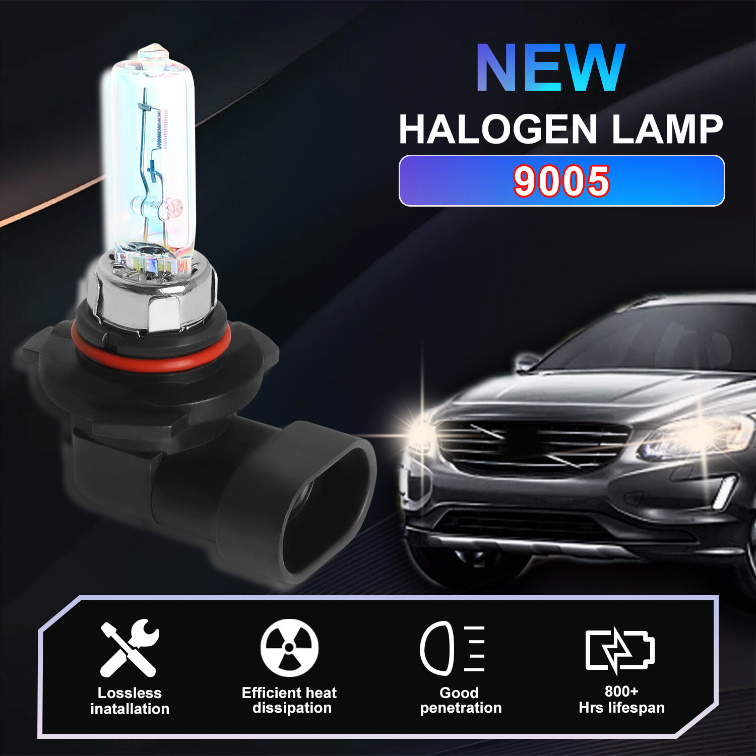 9005+9006 Headlight Halogen High Low Beam Bulb 4200K Warm White Replacement Kit