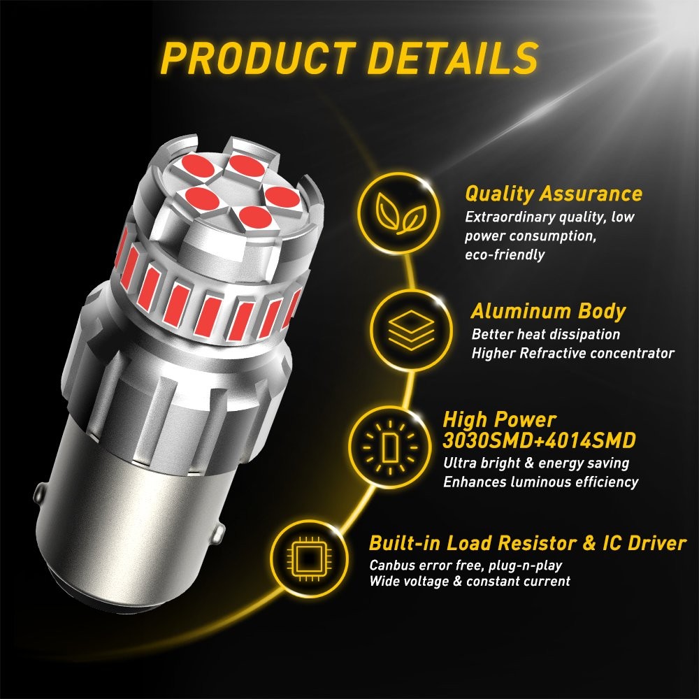 1156 7506 Red LED Brake Stop Light Tail Bulb Fit BMW Audi Lexus Error Free